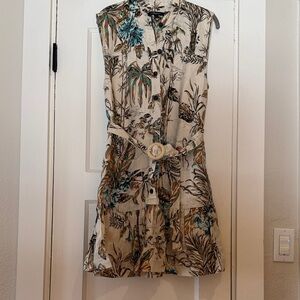 Banana Republic Floral Midi Dress - Cream and Green